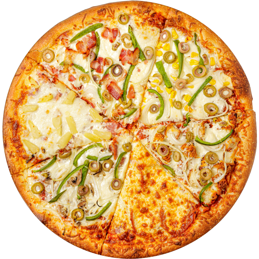 A pizza where every slice is a different Pizza Glenwood recipe